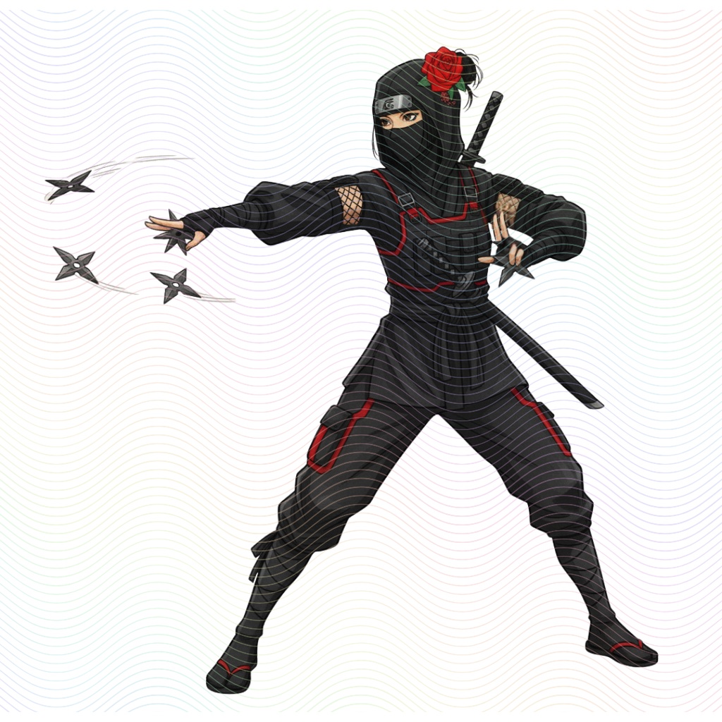 Clipart「忍者の女の子イラスト」(5人×4ポーズ)シリーズ|全20種類