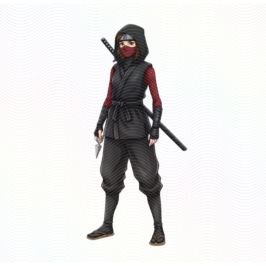 Clipart「忍者の女の子イラスト」(5人×4ポーズ)シリーズ|全20種類