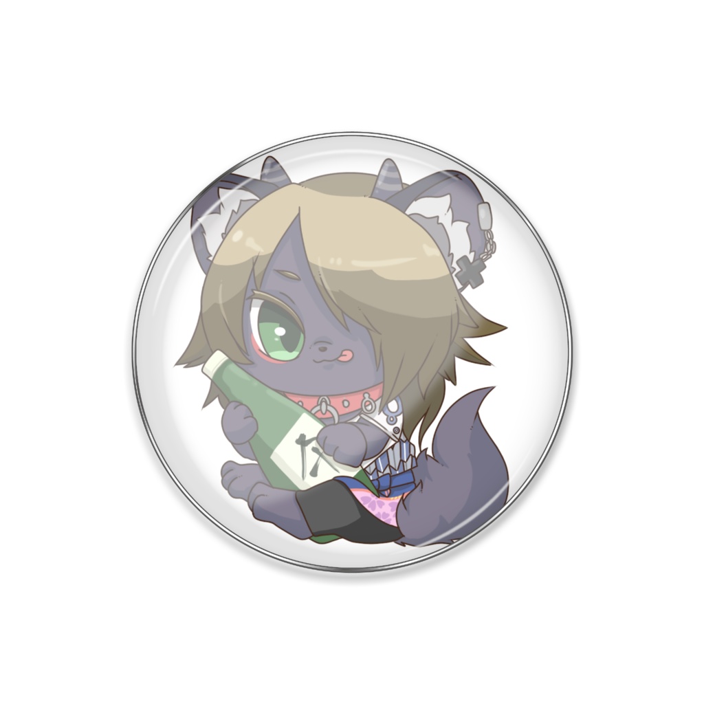 酒瓶抱えぎるのピンバッジ 