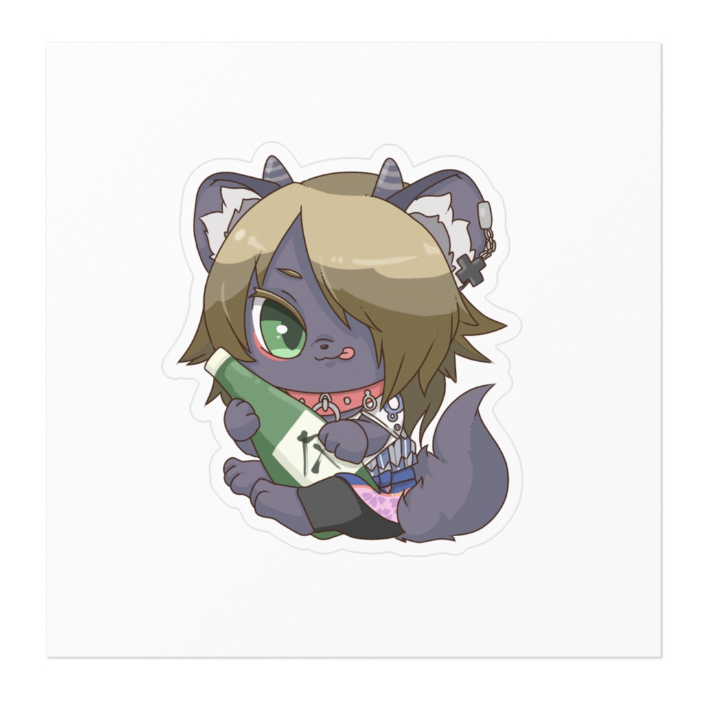 酒瓶抱えぎるステッカー