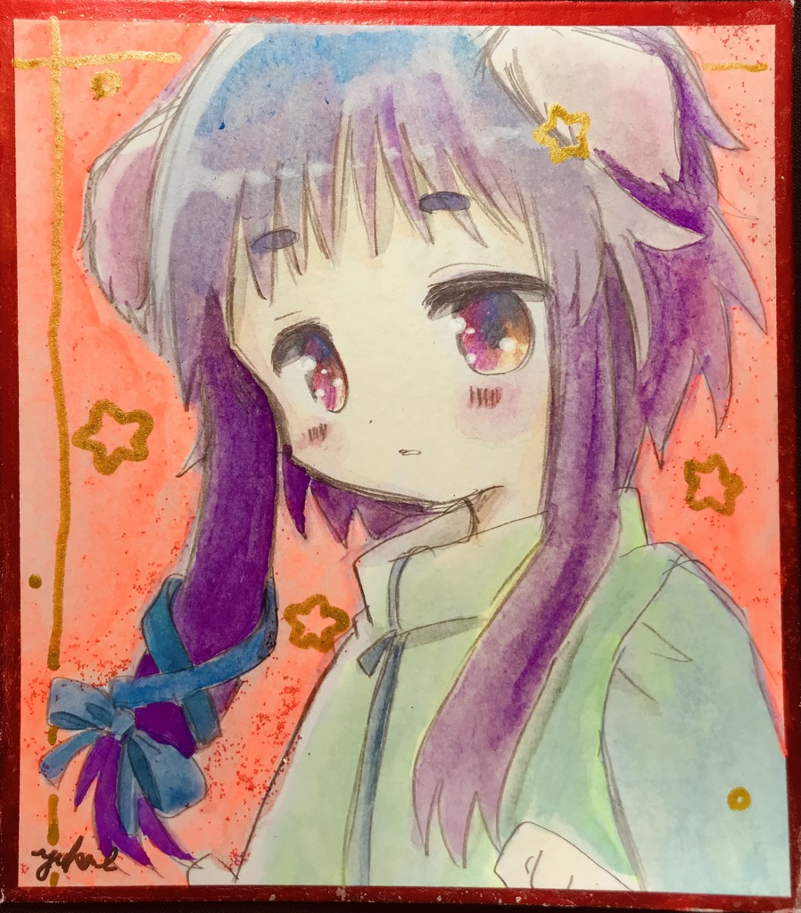 いぬみみさんアナログイラスト 色紙(12cm×13.5cm)