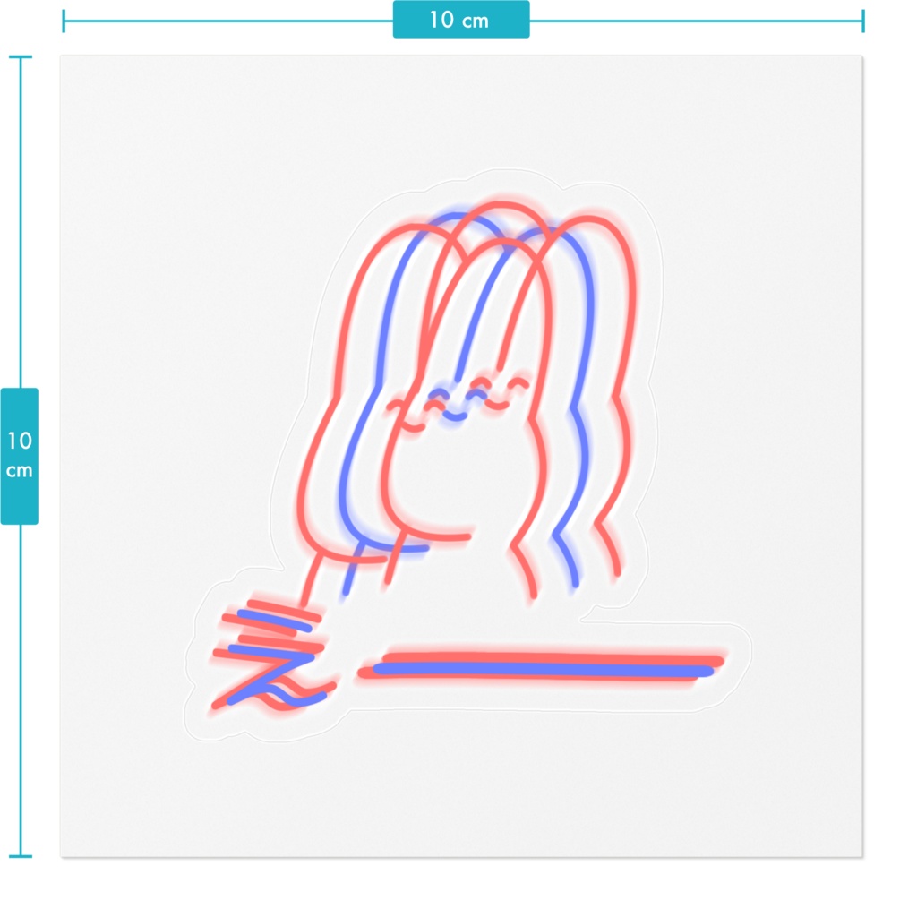 ネコとウサギ ーカラフルー 「えーーーー」ステッカー