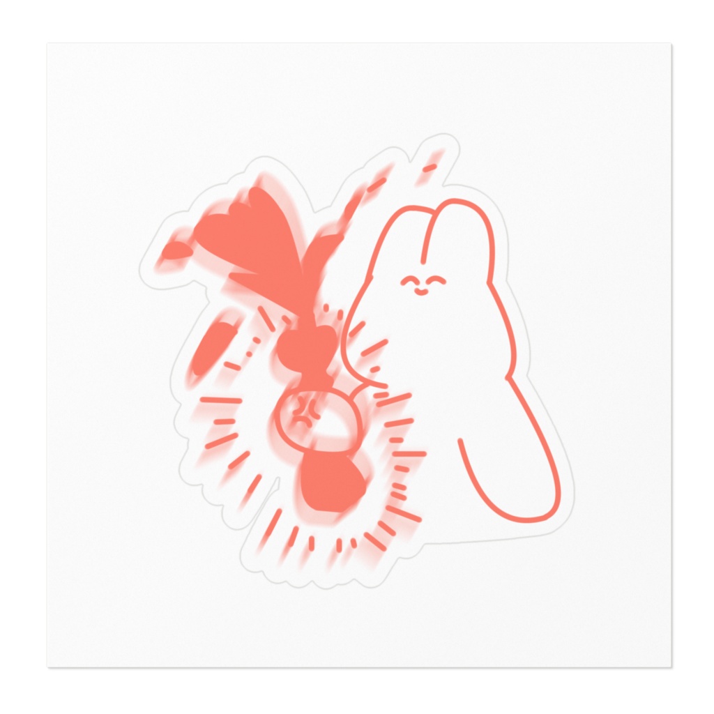 ネコとウサギ ーカラフルー 「ばくはつ」ステッカー