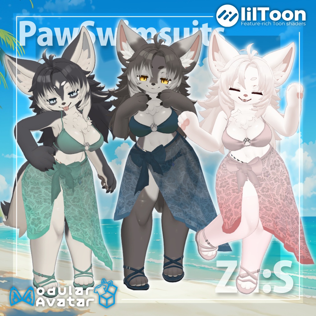 【複数アバター対応】Paw Swimsuits(にくきゅう水着)