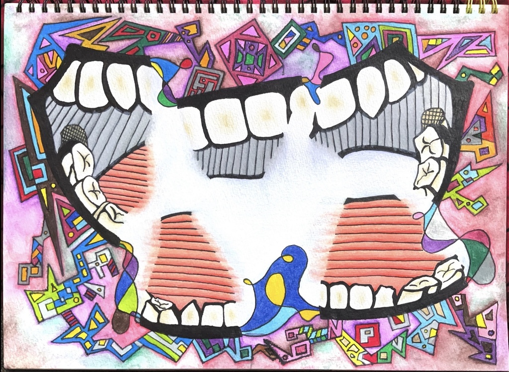 色鉛筆抽象画「うそつき」