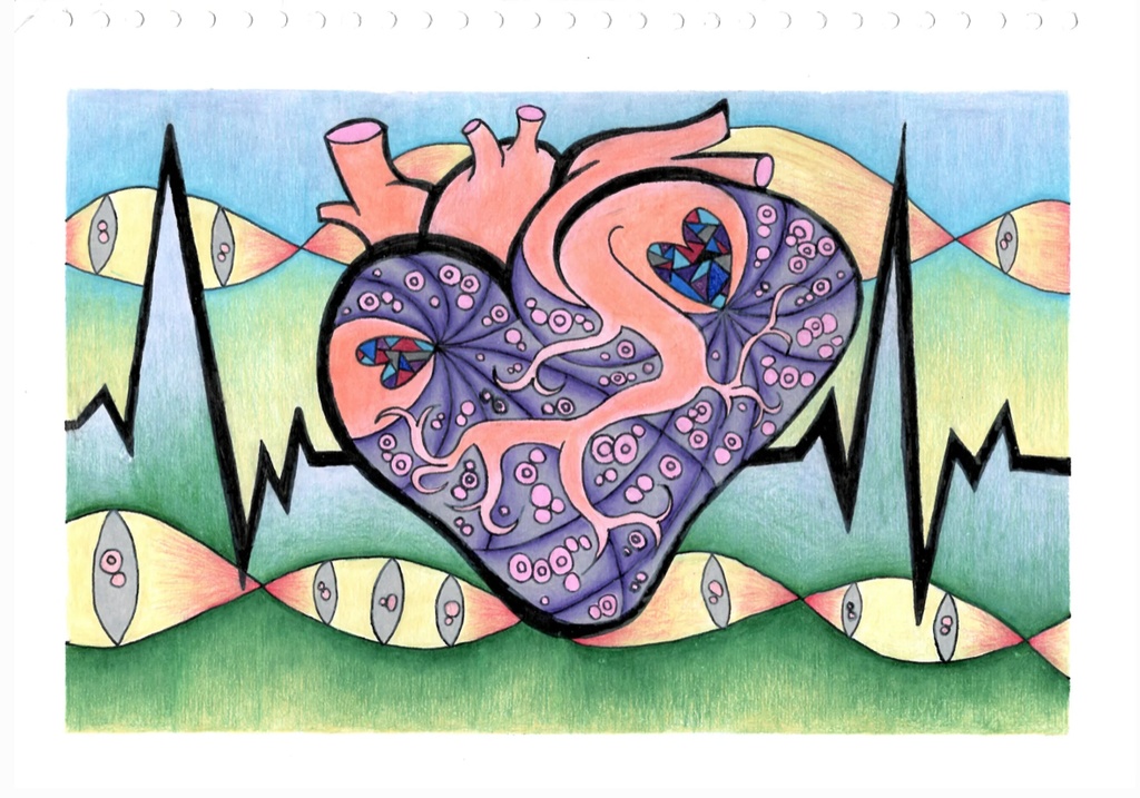 色鉛筆画「欲心の病」