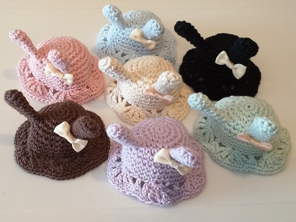 ウサギ耳付帽子(ぬい、おまんじゅう用)