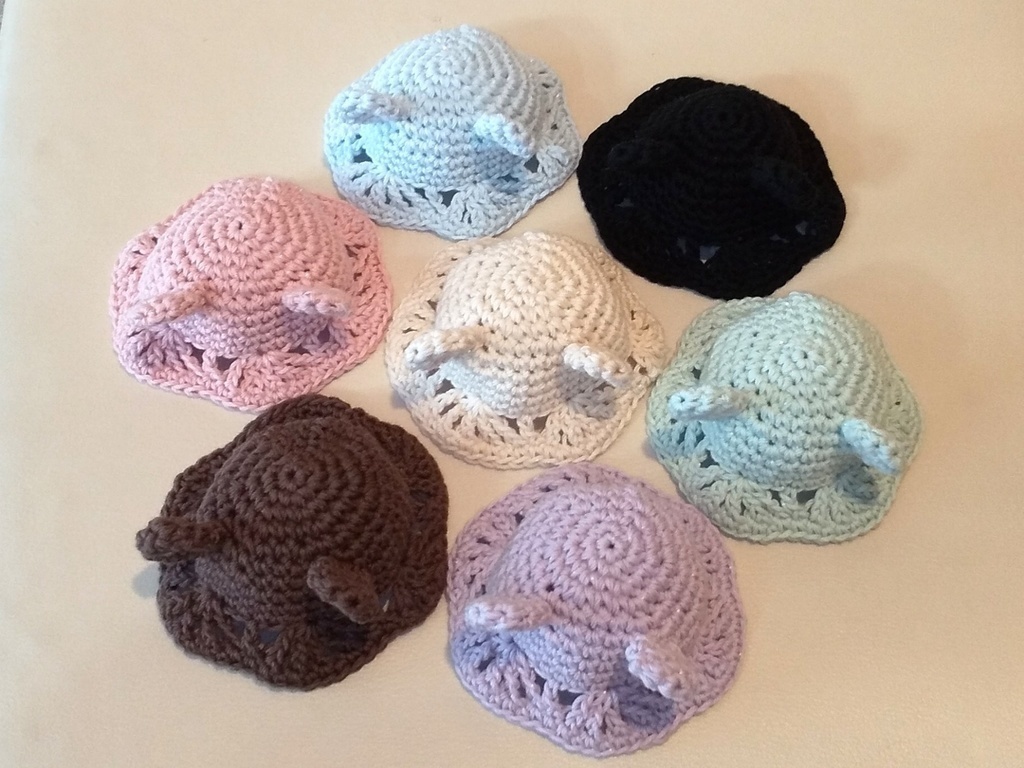 クマ耳付帽子(ぬい、おまんじゅう用)