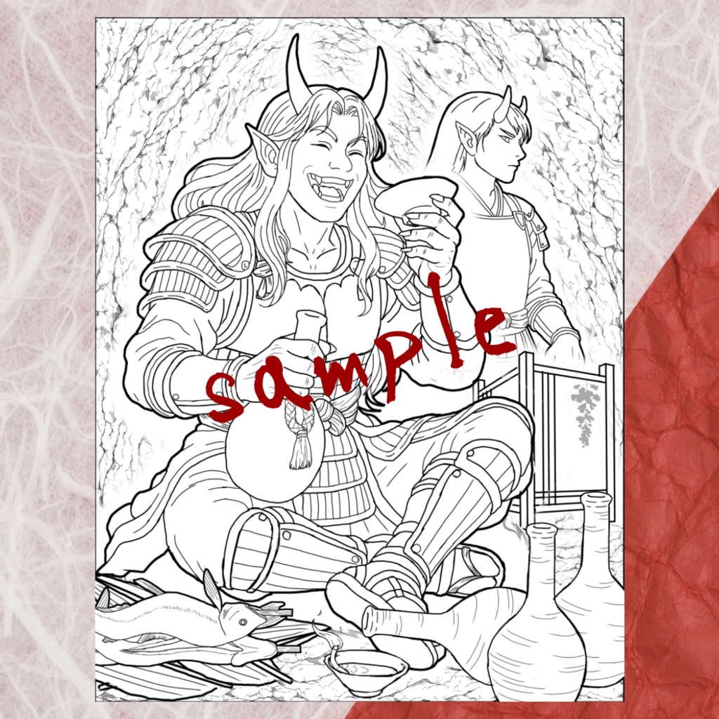 酒呑童子 Shuten-doji - Coloring Page【PDF+JPG / A4 & Letter】
