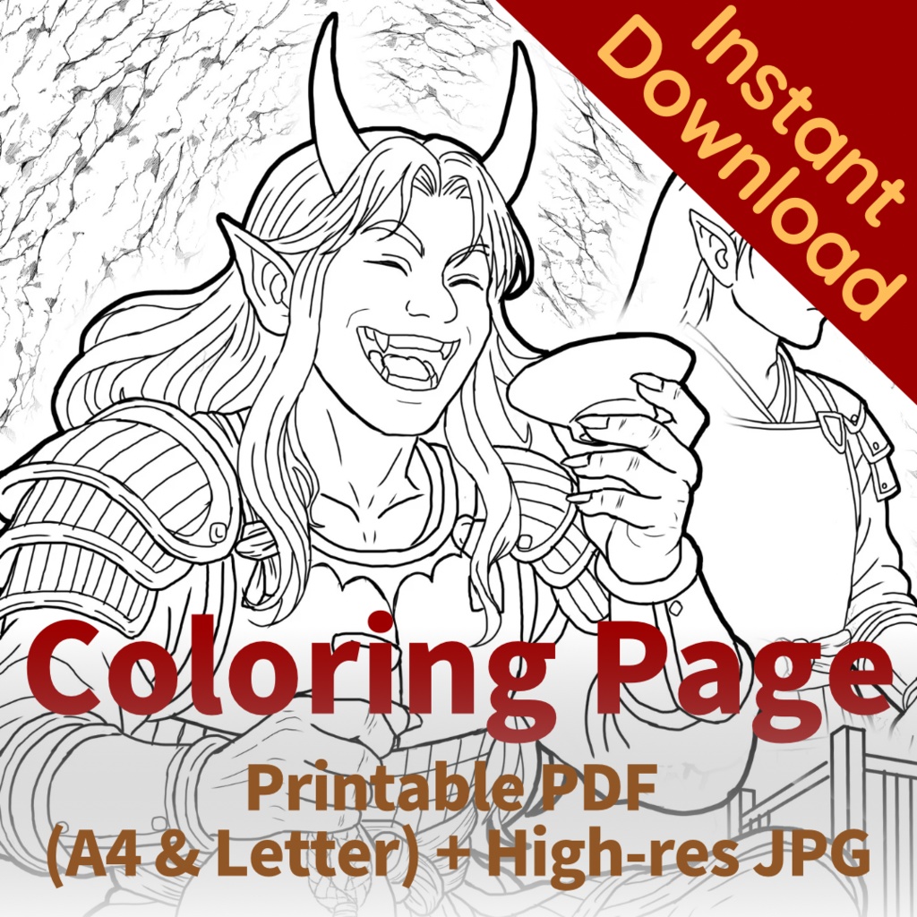 酒呑童子 Shuten-doji - Coloring Page【PDF+JPG / A4 & Letter】