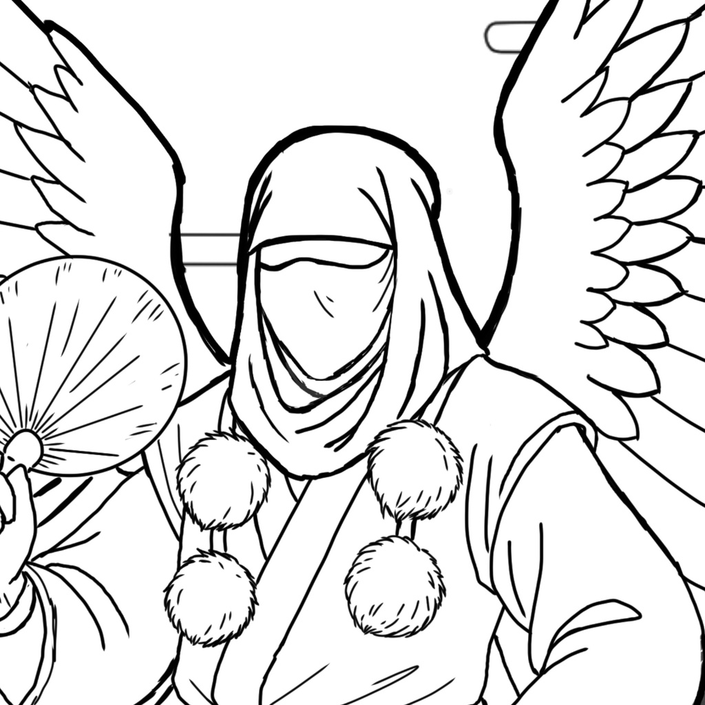 天狗 Tengu ぬりえページ | 日本の妖怪 | PDF PNG 収録 | 手描きラインアート