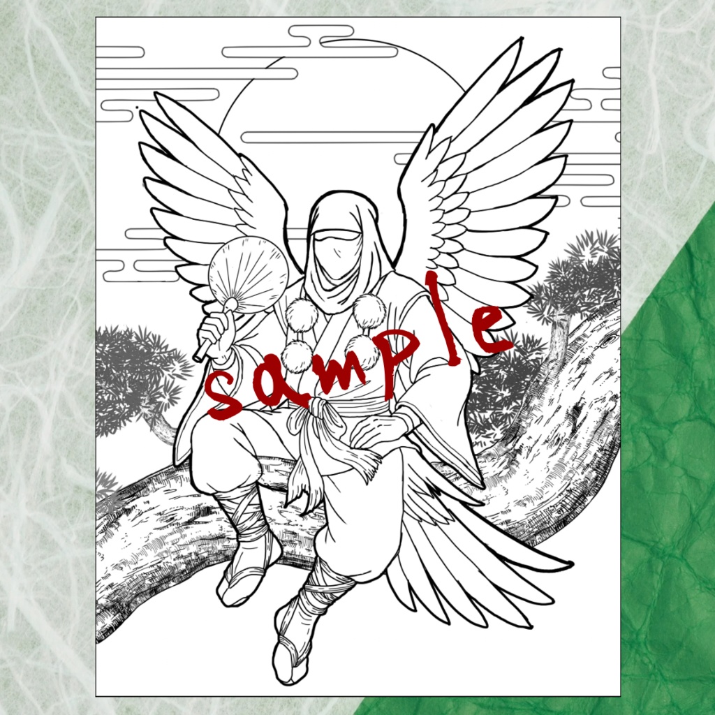 天狗 Tengu - Coloring Page【PDF+JPG / A4 & Letter】