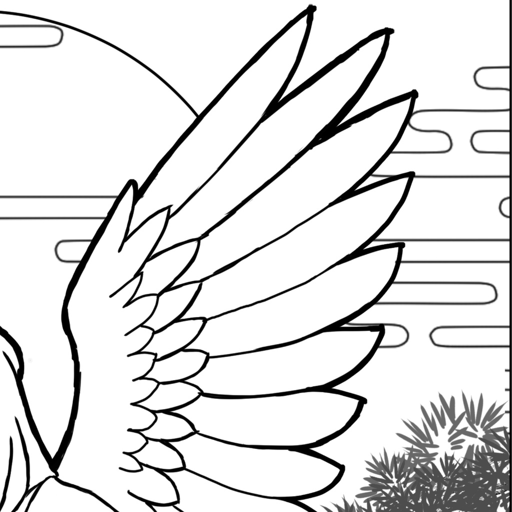 天狗 Tengu ぬりえページ | 日本の妖怪 | PDF PNG 収録 | 手描きラインアート