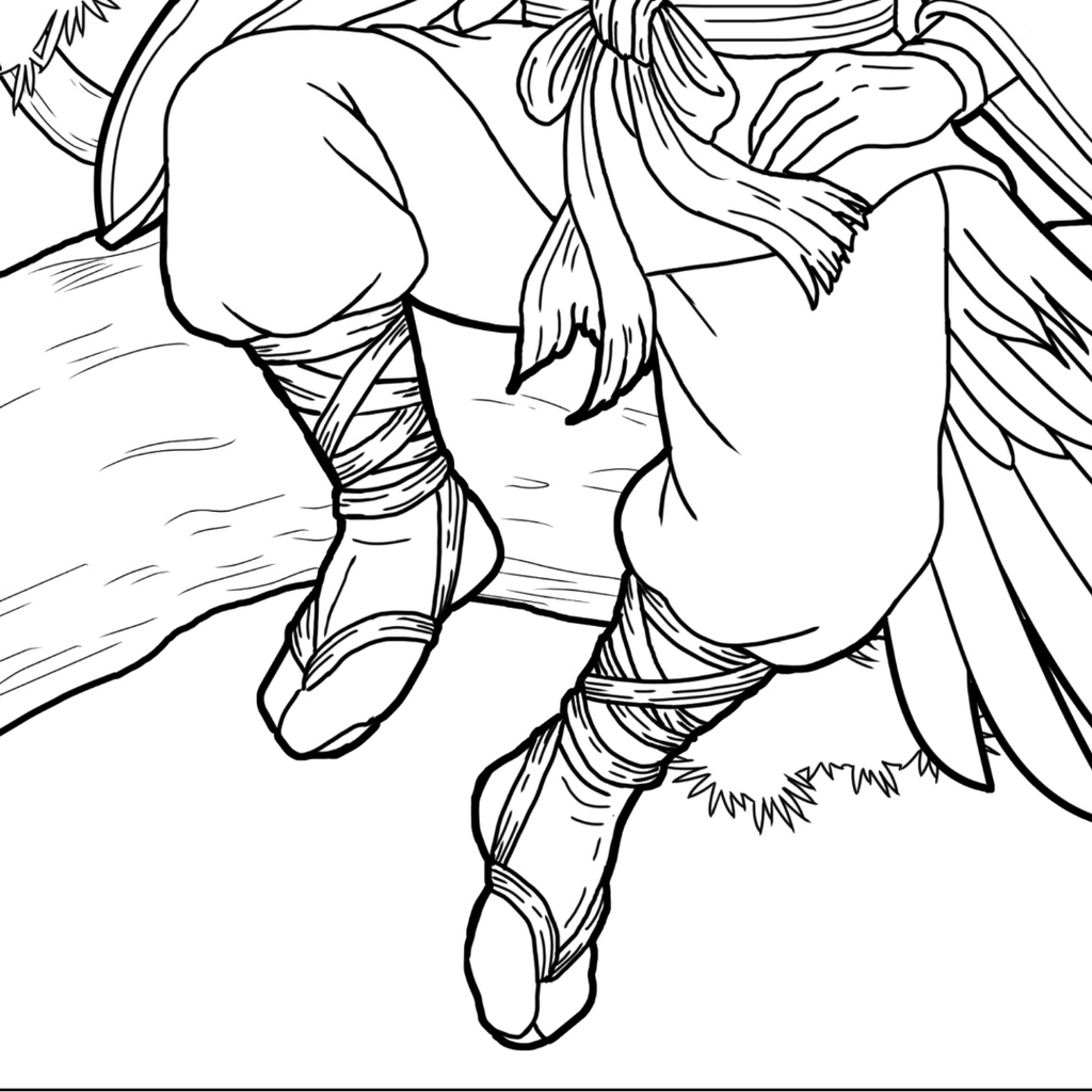 天狗 Tengu ぬりえページ | 日本の妖怪 | PDF PNG 収録 | 手描きラインアート