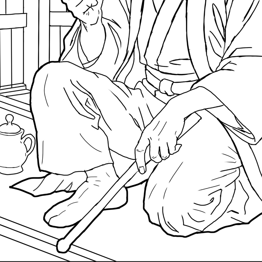 ぬらりひょん Nurarihyon ぬりえページ | 日本の妖怪 | PDF PNG 収録 | 手描きラインアート