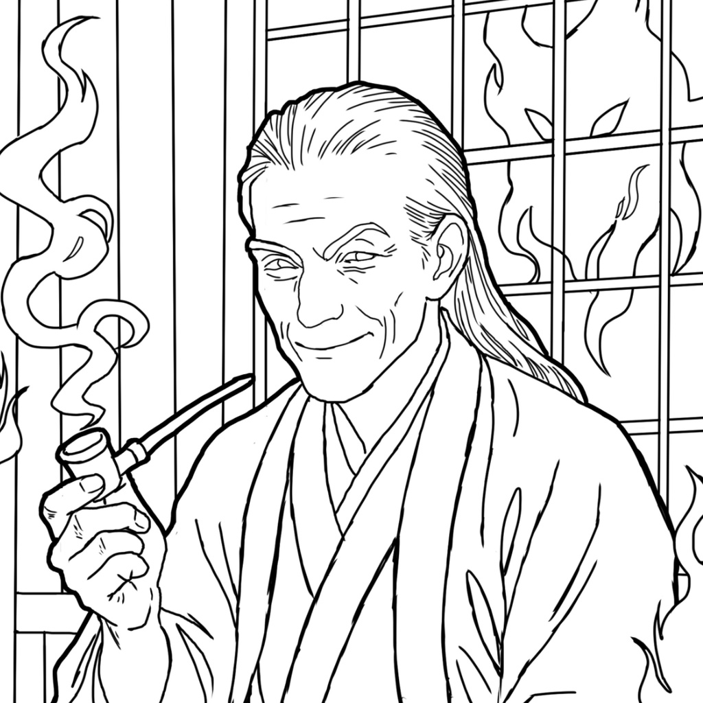 ぬらりひょん Nurarihyon ぬりえページ | 日本の妖怪 | PDF PNG 収録 | 手描きラインアート