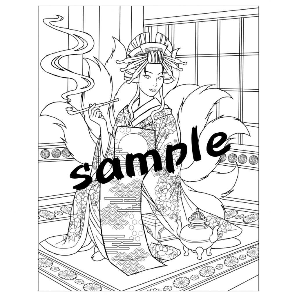 【PDF+JPG】玉藻前 Tamamo-no-Mae- A4 & Letterサイズ対応(PDF2サイズ+JPG入り)