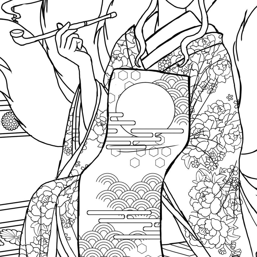玉藻前 Tamamo-no-Mae - Coloring Page【PDF+JPG / A4 & Letter】