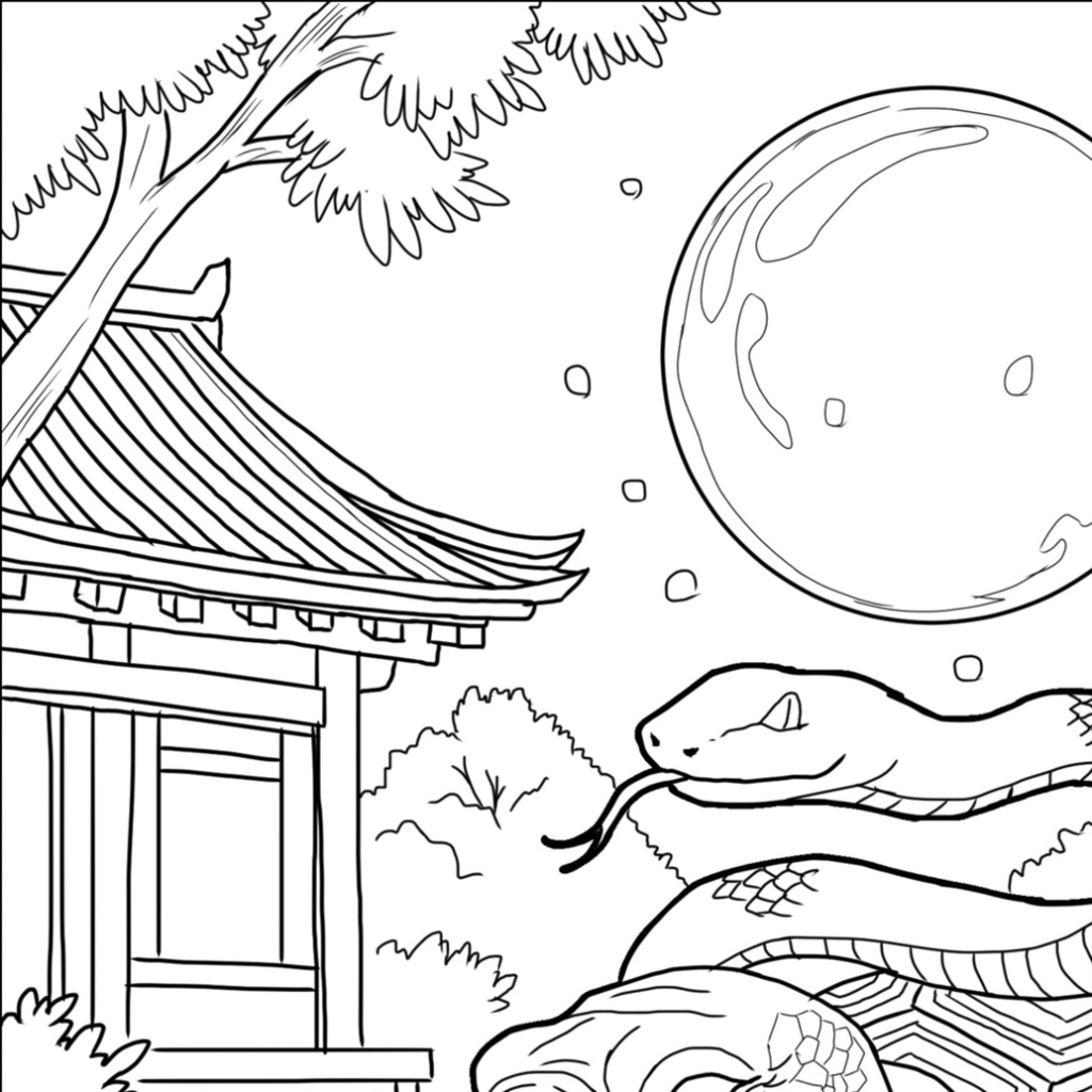 玄武 Genbu - Coloring Page【PDF+JPG / A4 & Letter】