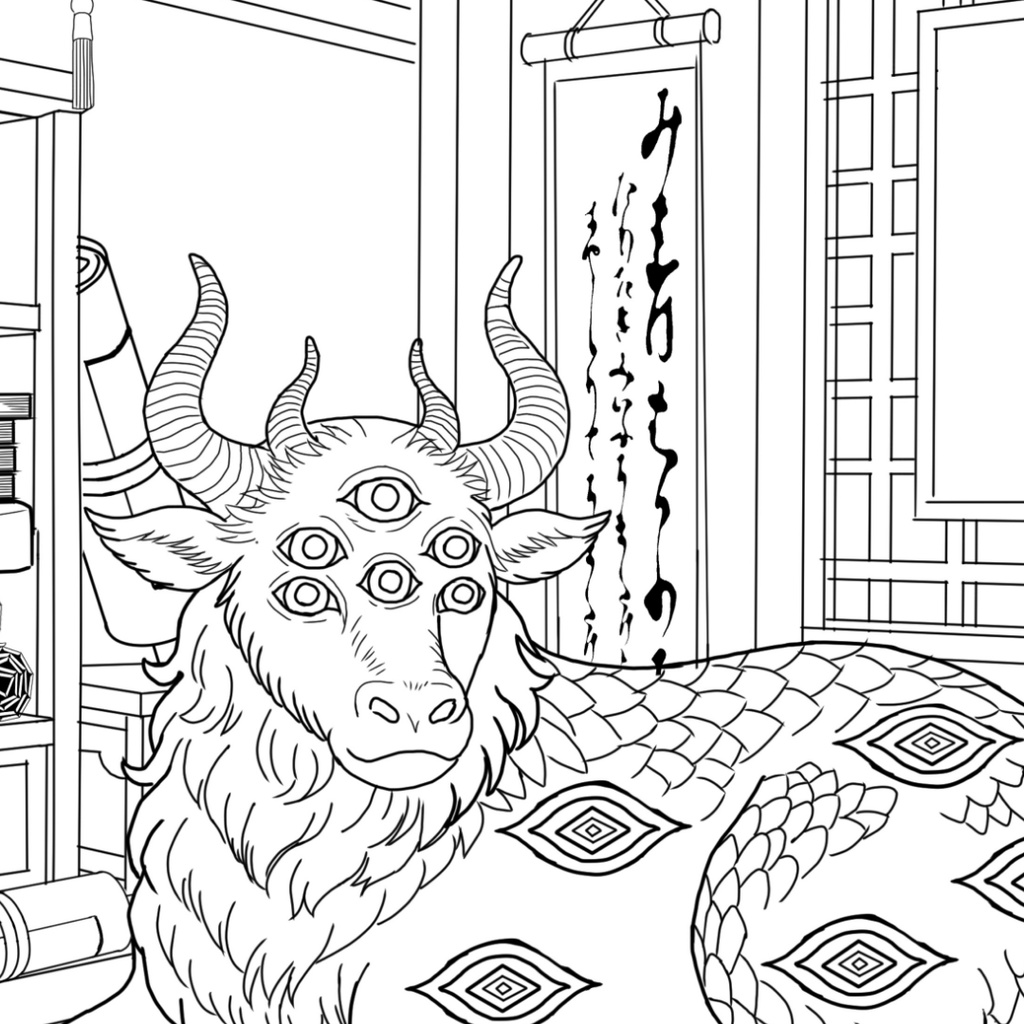白沢 Hakutaku - Coloring Page【PDF+JPG / A4 & Letter】