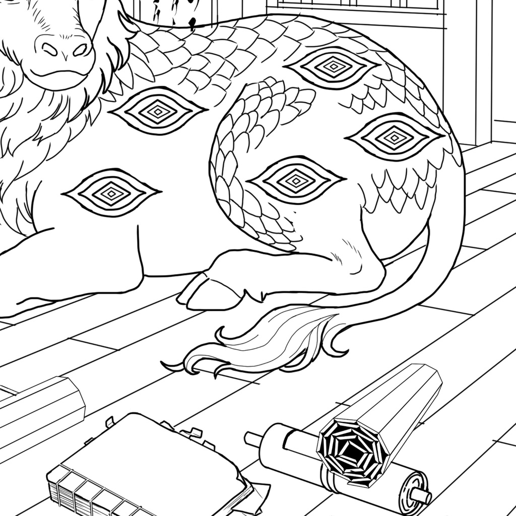 白沢 Hakutaku - Coloring Page【PDF+JPG / A4 & Letter】