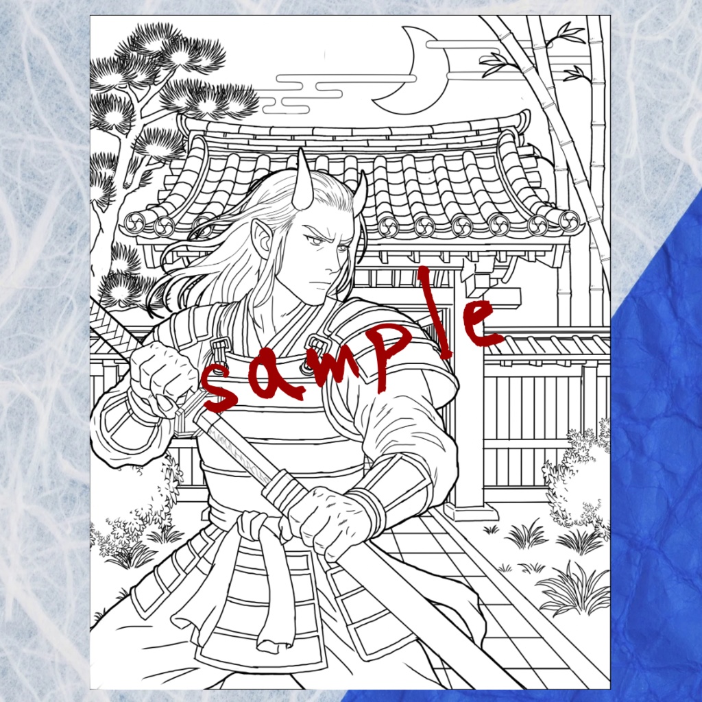 茨木童子 Ibaraki Doji - Coloring Page【PDF+JPG / A4 & Letter】