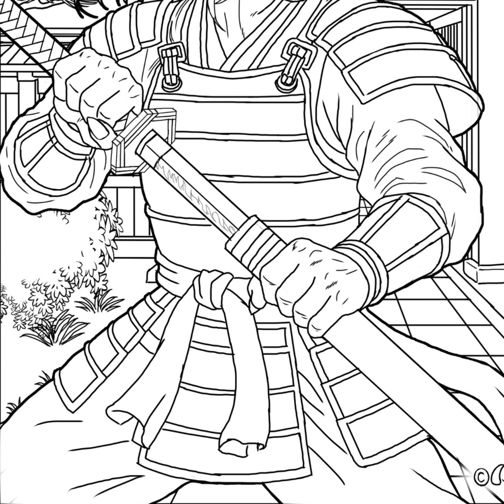 茨木童子 Ibaraki Doji - Coloring Page【PDF+JPG / A4 & Letter】