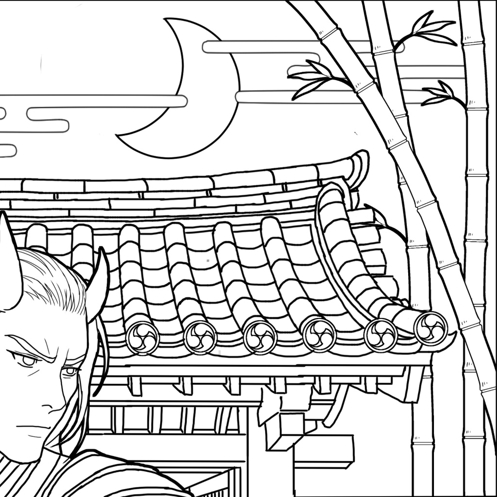 茨木童子 Ibaraki Doji ぬりえページ | 日本の妖怪 | PDF PNG 収録 | 手描きラインアート