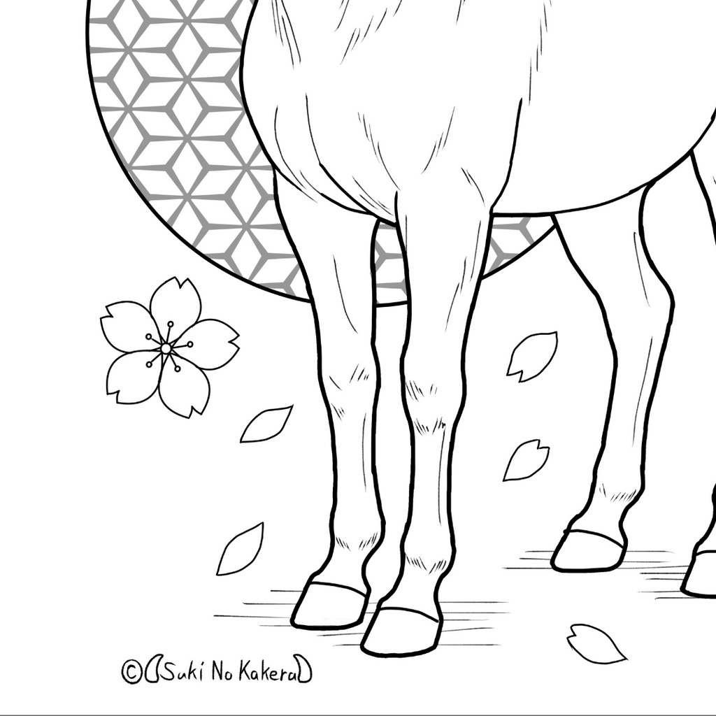 午年 馬 Japanese Zodiac – Horse - Coloring Page【PDF+JPG / A4 & Letter】