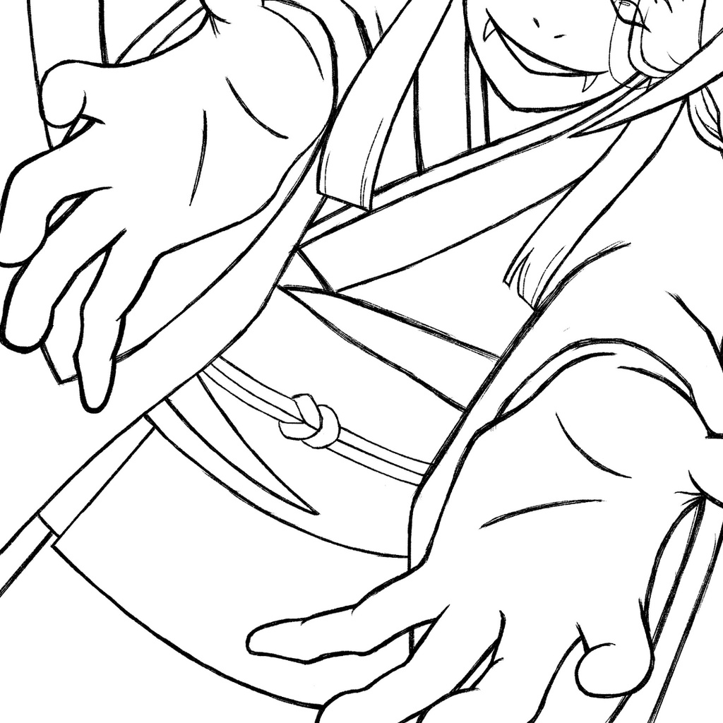 女郎蜘蛛 jorogumo ぬりえページ | 日本の妖怪 | PDF PNG 収録 | 手描きラインアート