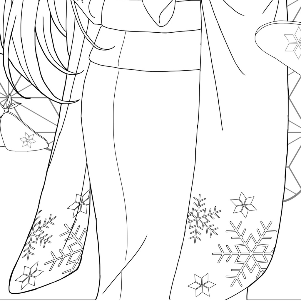雪女 Yuki-onna ぬりえページ | 日本の妖怪 | PDF PNG 収録 | 手描きラインアート