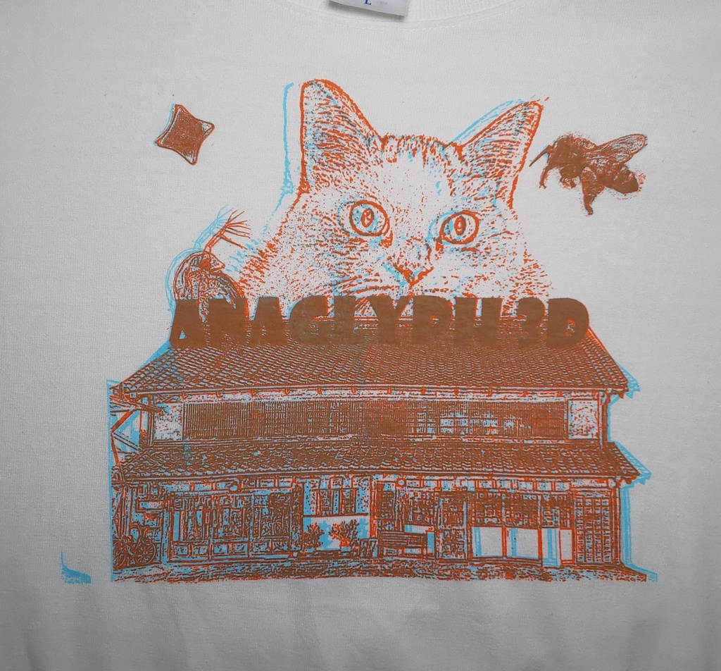 【猫屋敷L】シルクスクリーンアナグリフ3DTシャツ【0008】