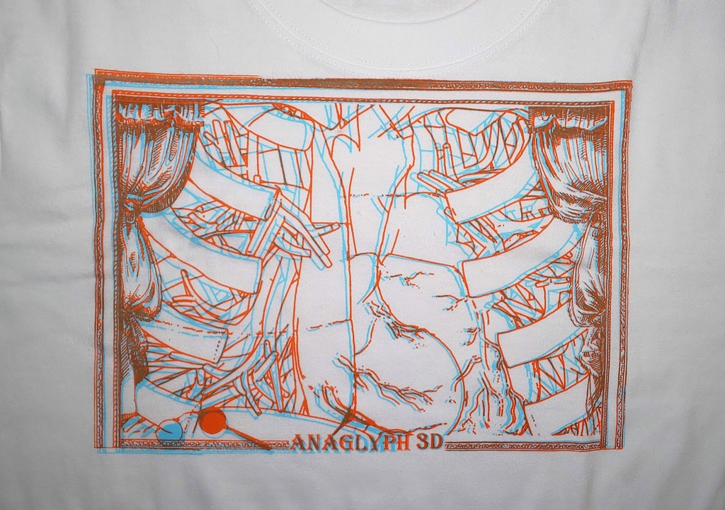 【心臓窓M】シルクスクリーンアナグリフ3DTシャツ【0009】