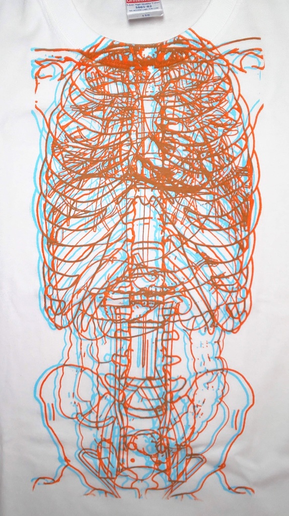 【骨内蔵150】シルクスクリーンアナグリフ3DTシャツ【0010】