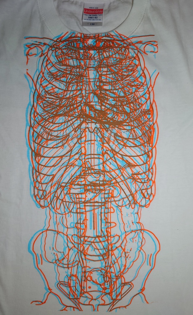 【骨内蔵150】シルクスクリーンアナグリフ3DTシャツ【0017】
