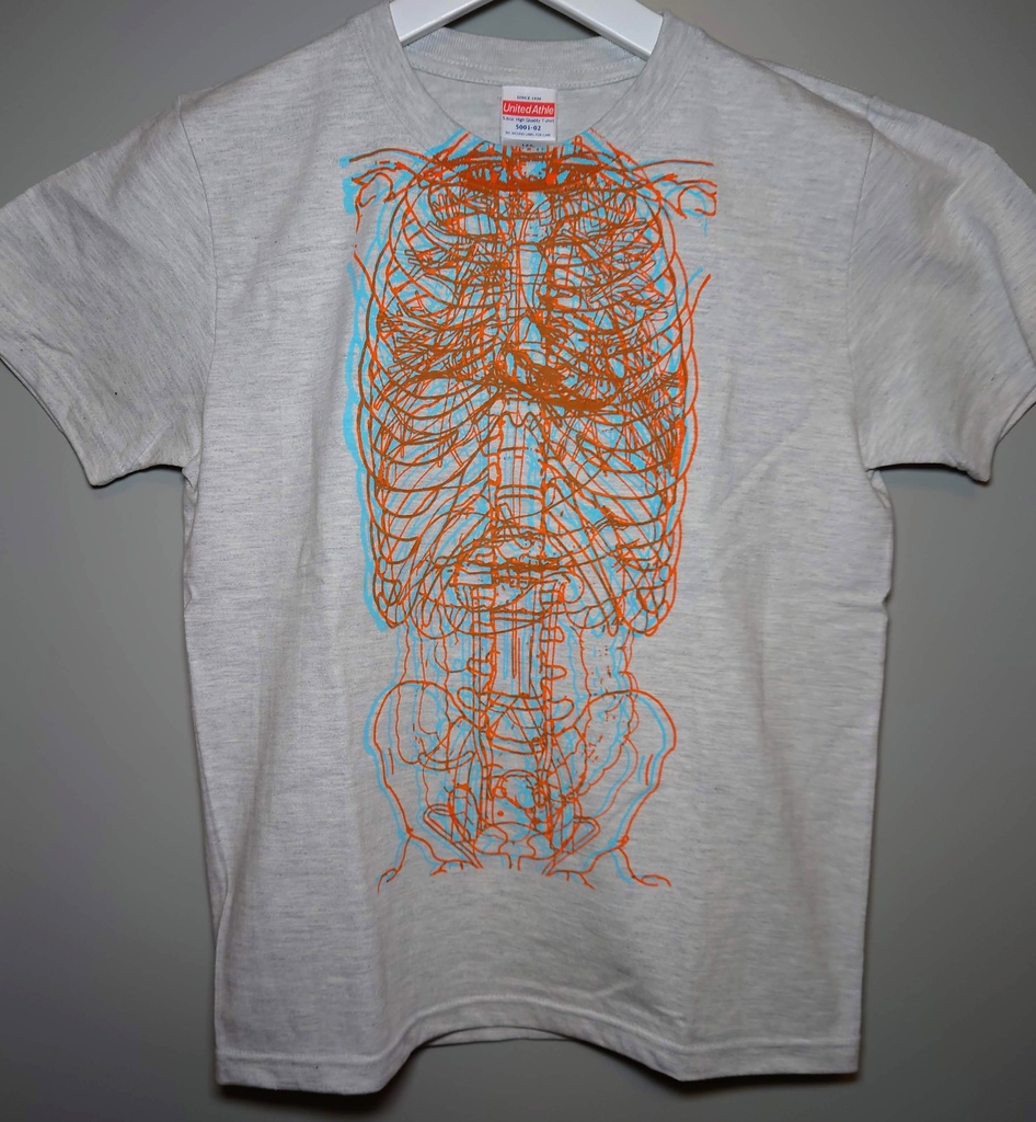 【骨内蔵150】【グレー】シルクスクリーンアナグリフ3DTシャツ【0018】