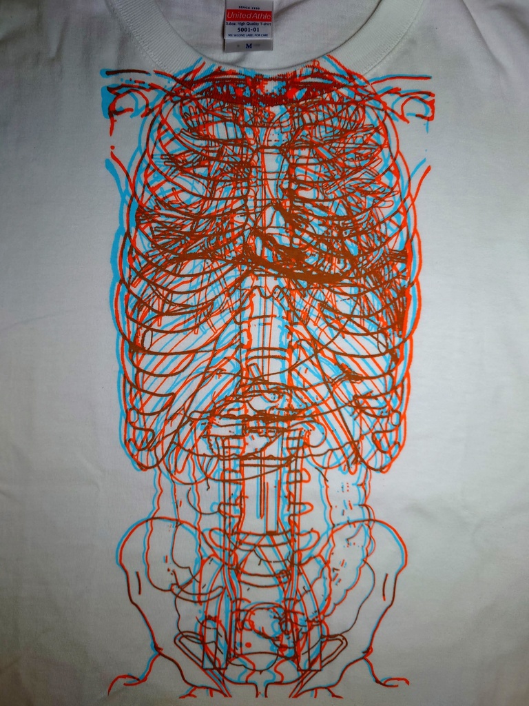 【骨内蔵M】シルクスクリーンアナグリフ3DTシャツ【0019】