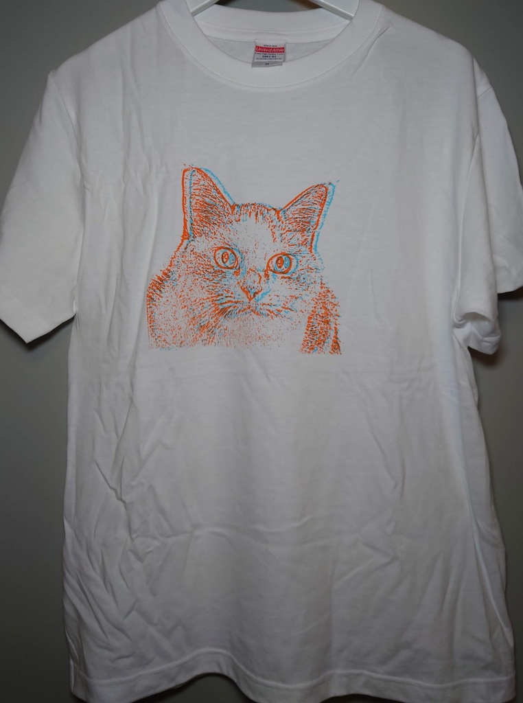 【猫顔M】シルクスクリーンアナグリフ3DTシャツ【0020】