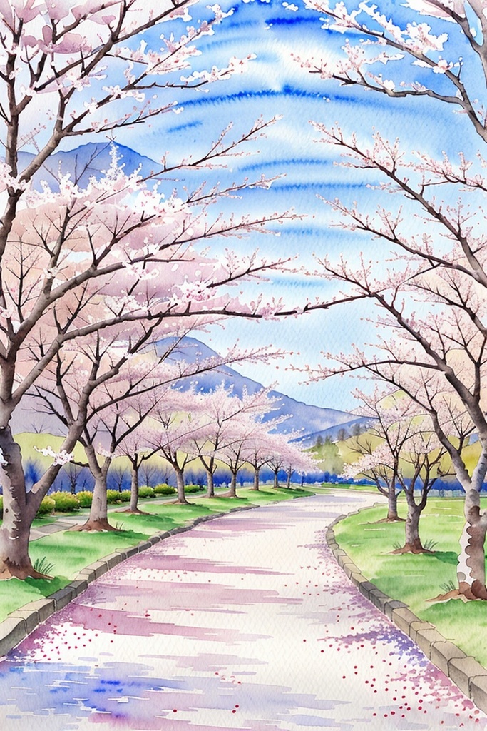 春の日本 – 和風水彩背景セット / Spring in Japan – Watercolor Pack
