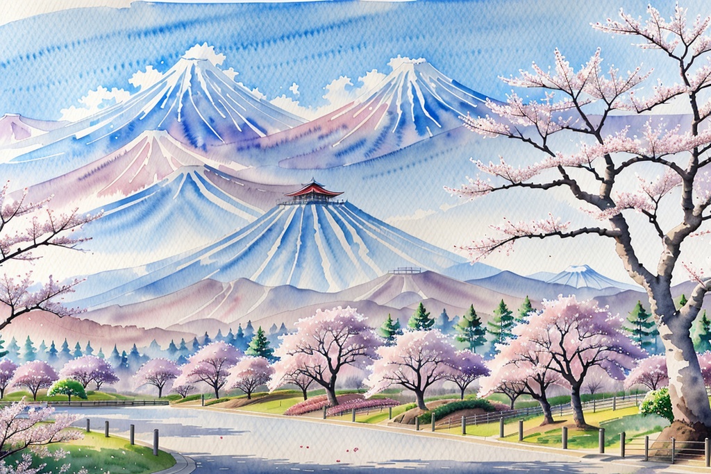 春の日本 – 和風水彩背景セット / Spring in Japan – Watercolor Pack