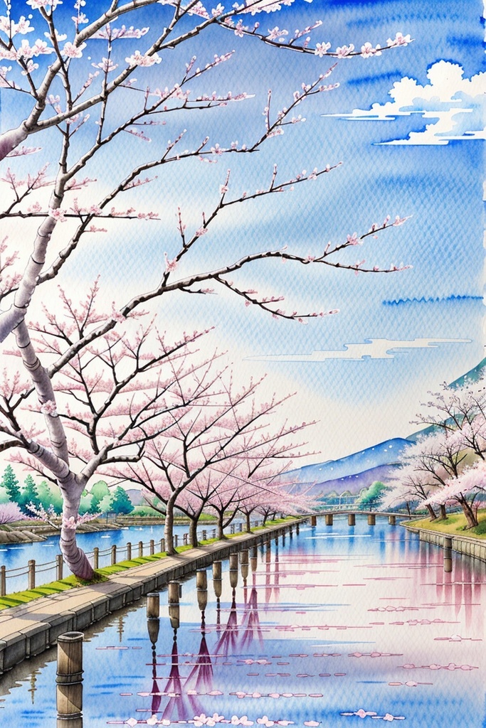 春の日本 – 和風水彩背景セット / Spring in Japan – Watercolor Pack