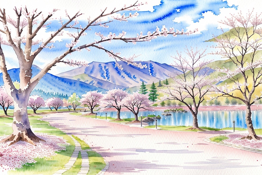 春の日本 – 和風水彩背景セット / Spring in Japan – Watercolor Pack