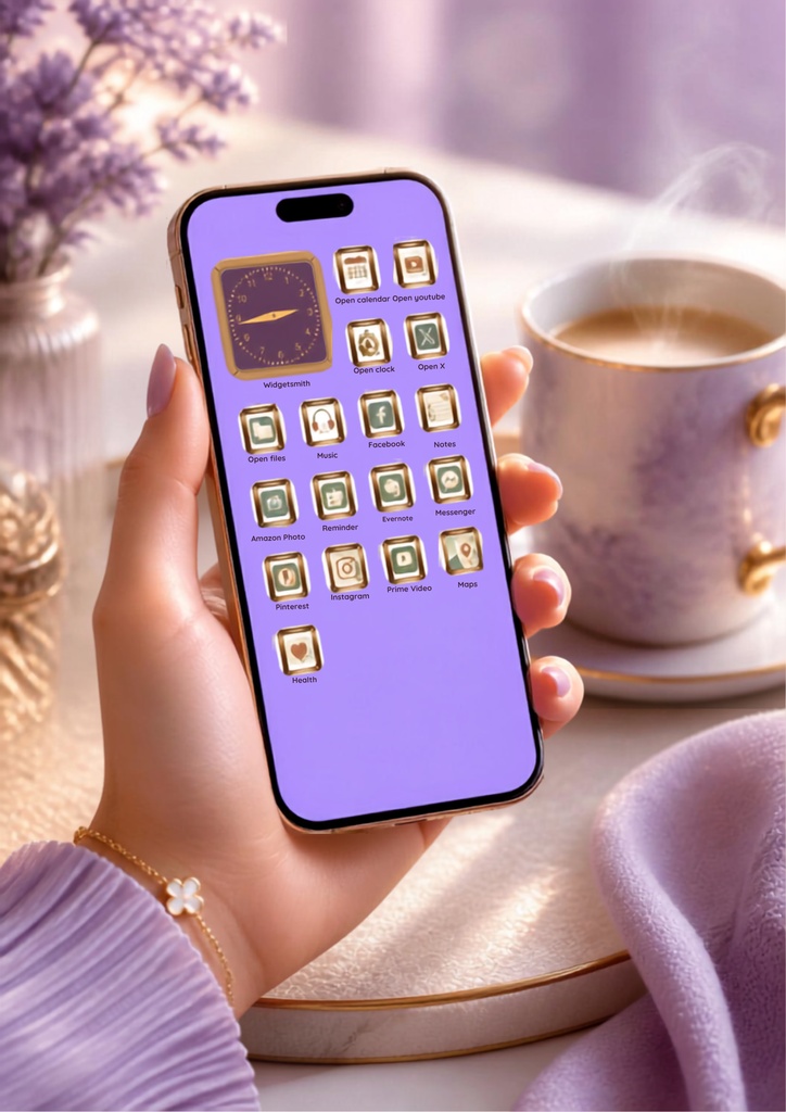 Antique Gold & Botanical Icon Set【アイコン31種+フレーム3種+壁紙4色】iPhoneホーム画面カスタマイズ