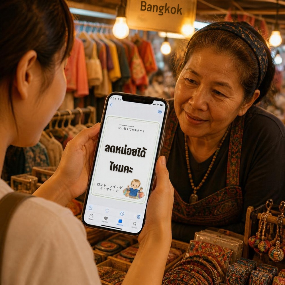 スマホでペタッと安心!旅するタイ語・サバイバルお役立ちデジタルステッカー(全40種+おまけアイコン付き)