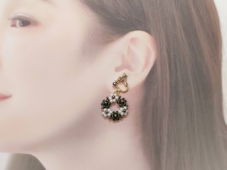 ビーズ編みイヤリング・ピアス~石切丸イメージカラー