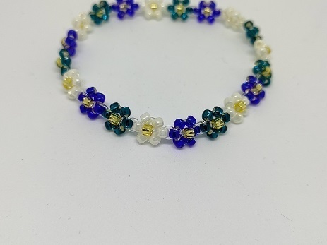 ビーズ編みゴムブレスレット~にっかり青江カラー