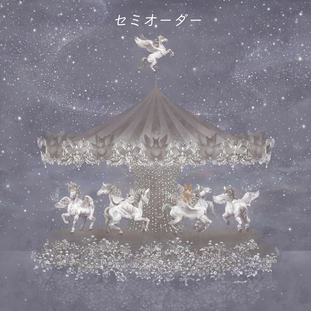 ジークレープリント木製パネル333×333×約20mm ペガサス 【月下美人 一夜】