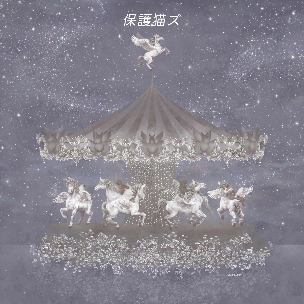 ジークレープリント木製パネル333×333×約20mm ペガサス 【月下美人 一夜】