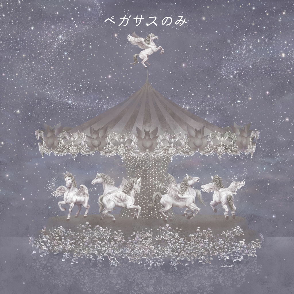 ジークレープリント木製パネル333×333×約20mm ペガサス 【月下美人 一夜】