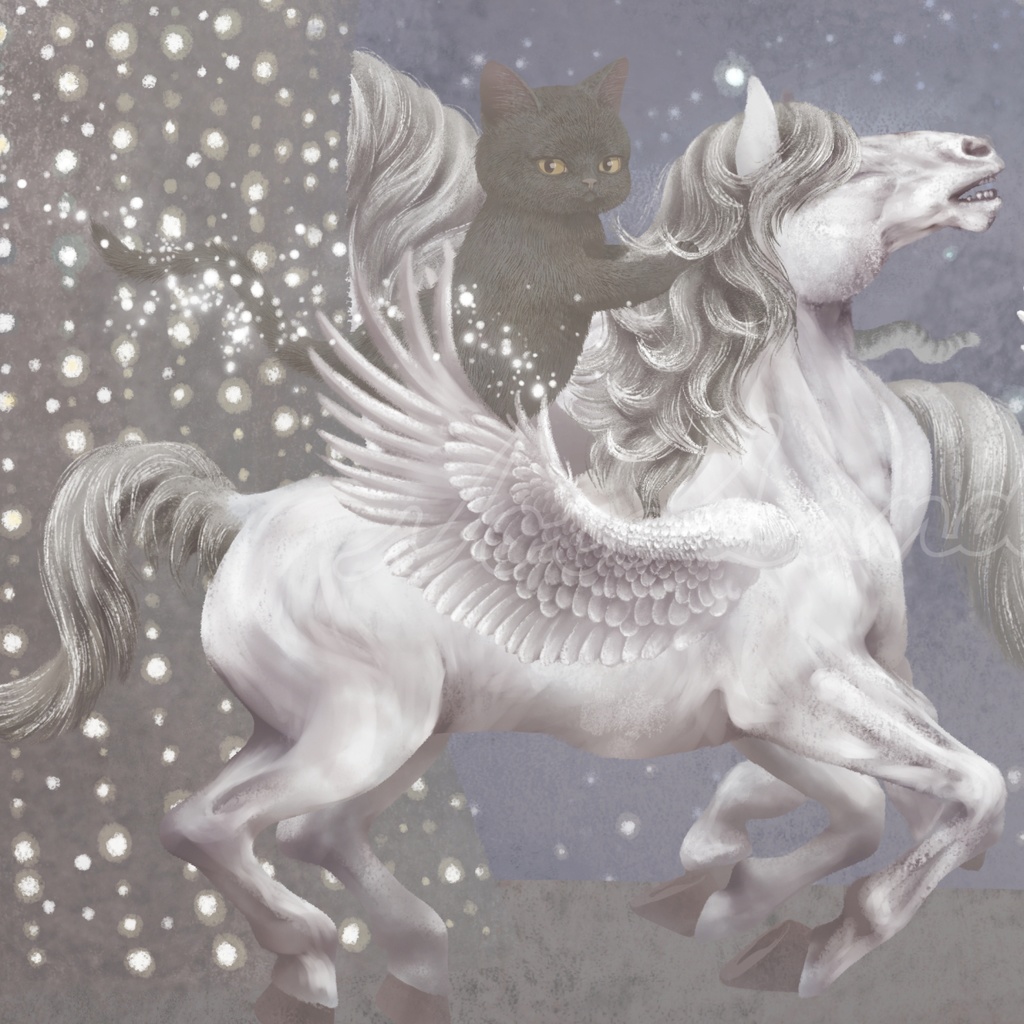 ジークレープリント木製パネル530×530×20mm ペガサス 【月下美人 一夜】